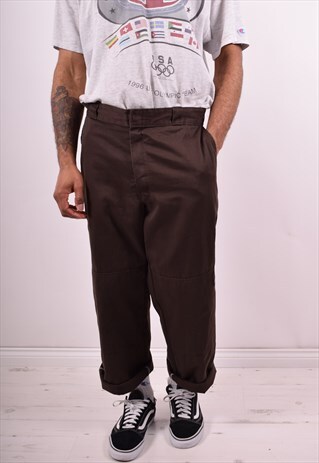 DICKIES MENS VINTAGE TROUSERS W36 L30 BROWN 90S