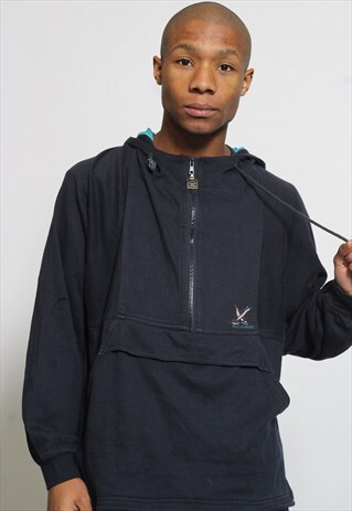 VINTAGE PAUL & SHARK EMBROIDERED LOGO HOODIE BLUE