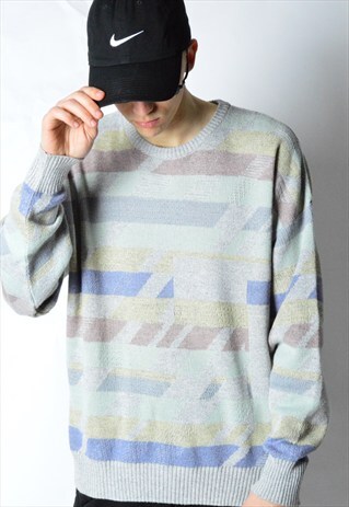 VINTAGE 90S LIGHTWEIGHT STRIPED PASTEL DROP SHOULDER JUMPER