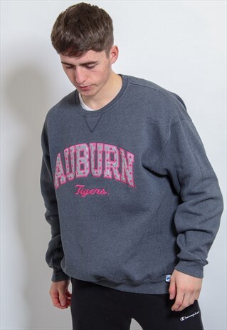 VINTAGE RUSSELL ATHLETIC AUBURN SWEATSHIRT IN GREY LARGE