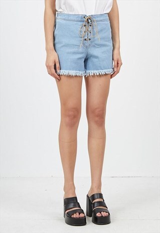 VINTAGE BLUE JOHN BARNER DENIM MINI SHORTS
