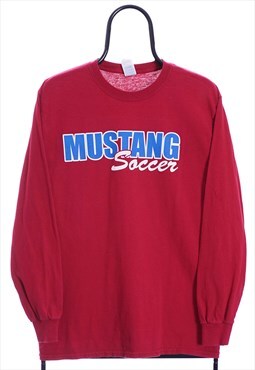 Vintage Mustang Soccer Maroon Long Sleeve TShirt Womens