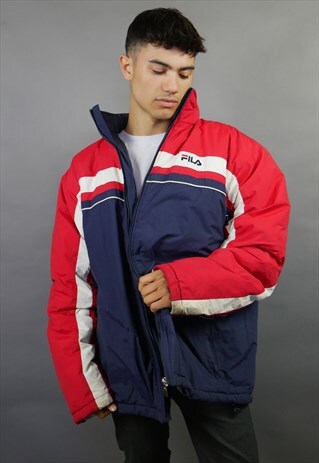 BLUE, RED & WHITE FILA PUFFER JACKET COAT