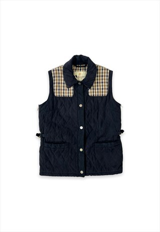 WOMENS AQUASCUTUM GILET BLUE BEIGE CHECK JACKET COAT
