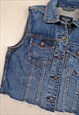 VINTAGE Y2K DENIM VEST TOP FRAYED HEM