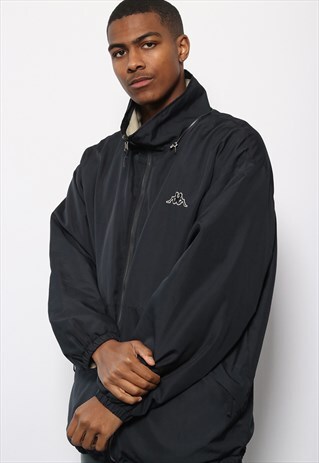 VINTAGE KAPPA LOGO JACKET REVERSIBLE FLEECE BEIGE BLACK