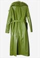 TOPSHOP GREEN FAUX LEATHER PENNY LANE FUR TRENCH COAT - 10