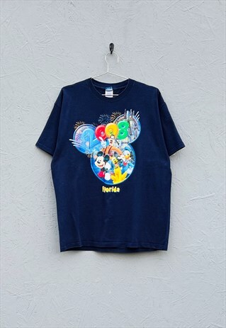 DISNEY NAVY PRINT T - SHIRT