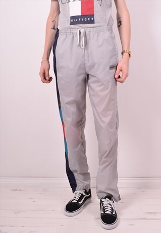 ADIDAS MENS VINTAGE TRACKSUIT TROUSERS W38 L32 GREY 90S