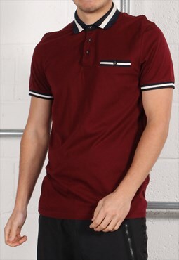 Vintage Ted Baker Polo Shirt in Red Short Sleeve Tee Large