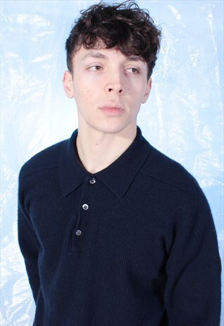 VINTAGE YVES SAINT LAURENT NAVY KNITTED JUMPER