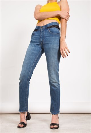 VINTAGE 80S REWORKED LEVI'S FISHNET DENIM JEANS / 0063