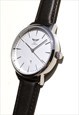 GENTS CLASSIC SILVER LEATHER WATCH WITH DATE