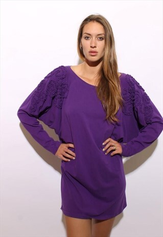 VINTAGE 1990'S 90'S PURPLE OVERSIZE PURPLE MINI DRESS OS