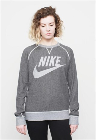VINTAGE 90'S GREY NIKE LOGO SWEATER JUMPER UNISEX
