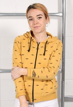 Vintage Umbro Hoodie in Yellow Zip Up Lounge Jumper XS