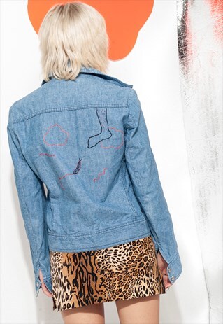 VINTAGE WRANGLER DENIM JACKET 70S REWORKED EMBROIDERED COAT