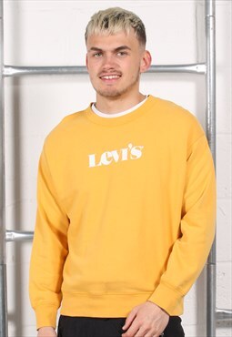 Vintage Levi's Sweatshirt in Yellow Crewneck Jumper Medium