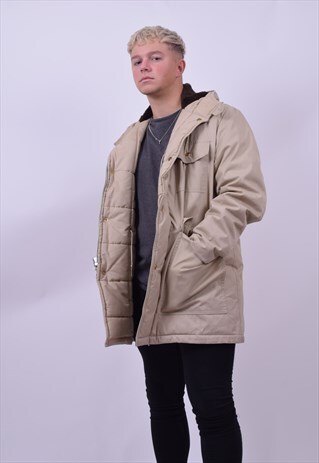 VINTAGE 90'S PADDED HOODED PARKA COAT SIZE MEDIUM / LARGE