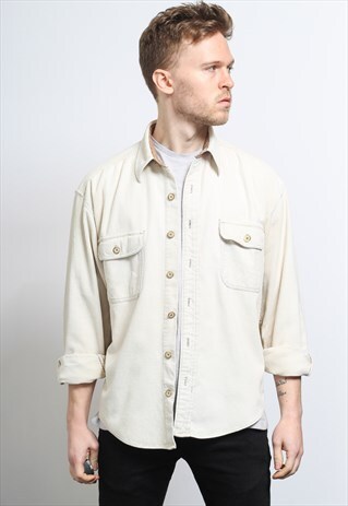 VINTAGE CORDUROY CORD SHIRT CREAM