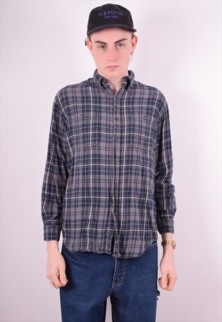MENS VINTAGE FLANNEL SHIRT MEDIUM MULTI CHECK 90'S
