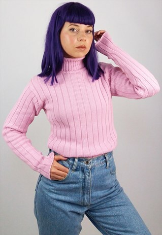 VINTAGE POWDER-PINK TURTLENECK JUMPER