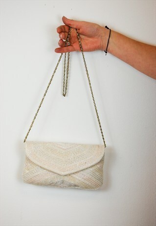 VINTAGE 60S MEDIUM BEADED CLUTCH/SHOULDER PARTY BAG