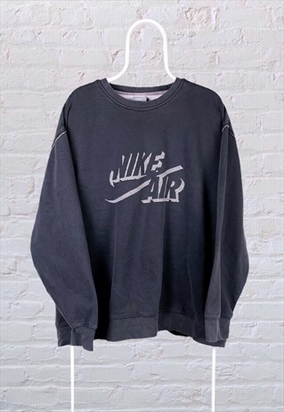 VINTAGE NIKE SWEATSHIRT BLACK SPELL OUT SWOOSH XXL