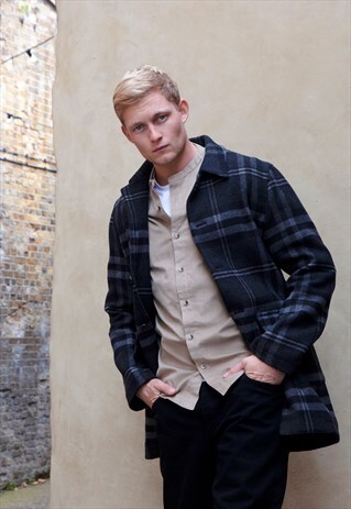 CHECK WOOL COAT - MADE IN ENGLAND