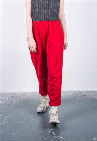 VINTAGE 1990S RED HIGH-WAISTED TROUSER