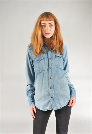 VINTAGE WRANGLER LIGHT BLUE DENIM SHIRT
