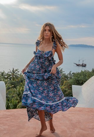 LADIES FLORAL PRINT MAXI DRESS