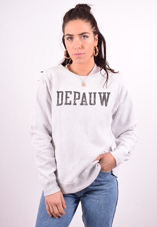 CHAMPION WOMENS VINTAGE SWEATSHIRT JUMPER LARGE GREY 90'S