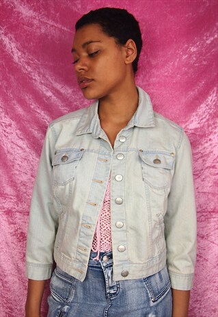 DENIM WASHED CROP JACKET