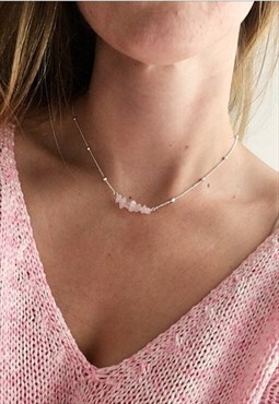 Rose Quartz Bar Necklace