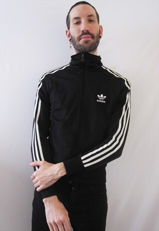 VINTAGE ADIDAS ORIGINALS BLACK & WHITE TRACK JACKET ATHLETIC