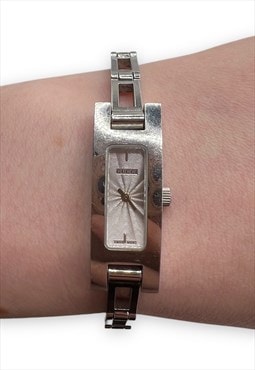 Vintage Gucci watch bracelet style rectangle silver tone