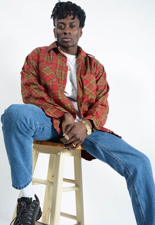 VINTAGE GRUNGE CHECKED SHIRT IN ORANGE.