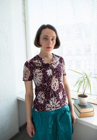 VINTAGE 70'S ABSTRACT PRINT BOHEMIAN TOP