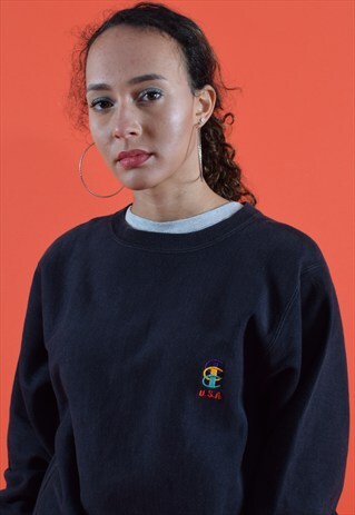 BLACK CHAMPION USA EMBROIDERED SWEATSHIRT
