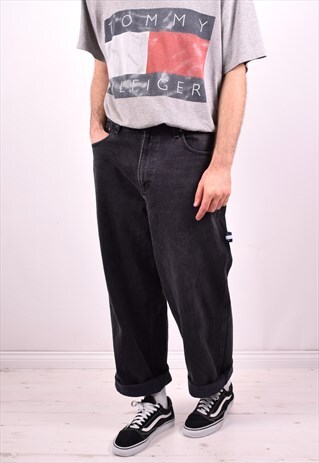 TOMMY HILFIGER MENS VINTAGE JEANS W33 L30 GREY 90S