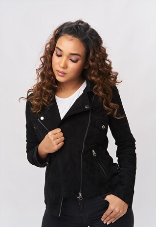 'DANA' GENUINE SUEDE JACKET - CHARCOAL