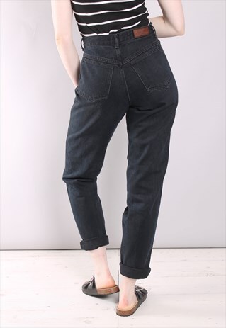 VINTAGE 90S CALVIN KLEIN BLACK HIGH WAIST TAPERED JEANS