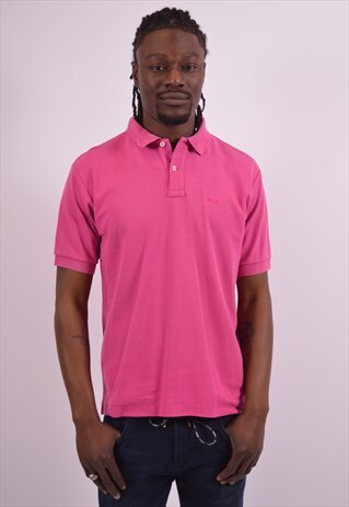 FILA MENS VINTAGE POLO SHIRT LARGE PINK 90S