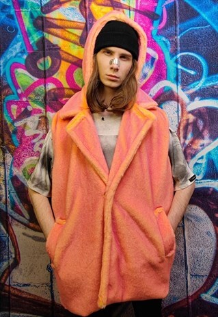 FAUX FUR LUMINOUS GILET HANDMADE COLOR CHANGING VEST JACKET