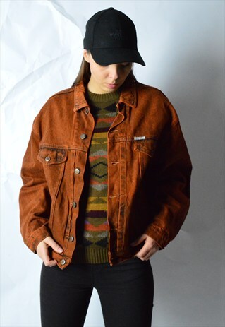 VINTAGE 90S ORANGE BOYFRIEND DENIM JACKET