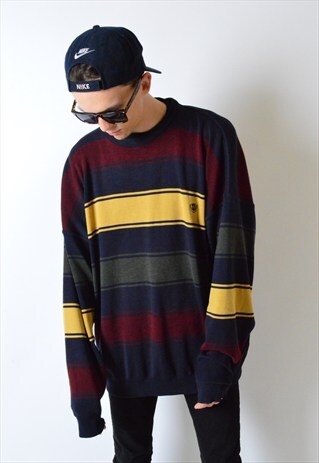 VINTAGE 90S COLOURFUL STRIPED OVERSIZED JUMPER