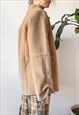 VINTAGE 90'S CAMEL BROWN FAUX SUEDE COWBOY JACKET