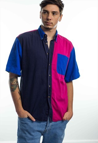 VINTAGE COLOUR BLOCK SHIRT 90S M 9.4