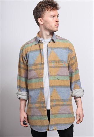 VINTAGE AZTEC PATTERNED SHIRT
